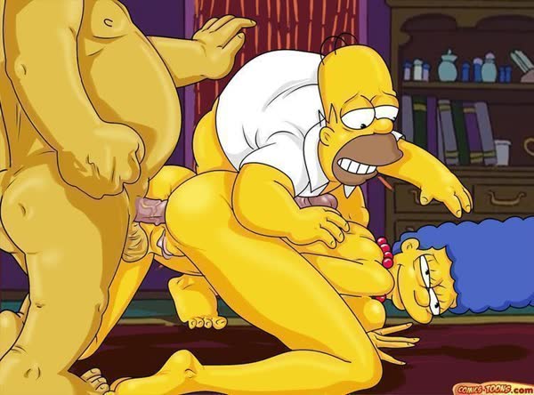 Os Simpsons - Marge fodendo com Homer e Jeff Albertson A Marge viu a curca ...